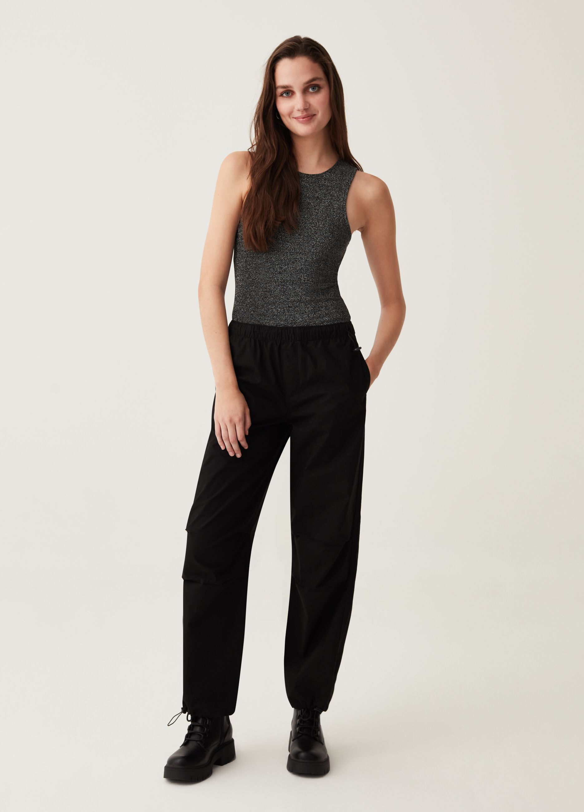 Tank top girocollo in lurex