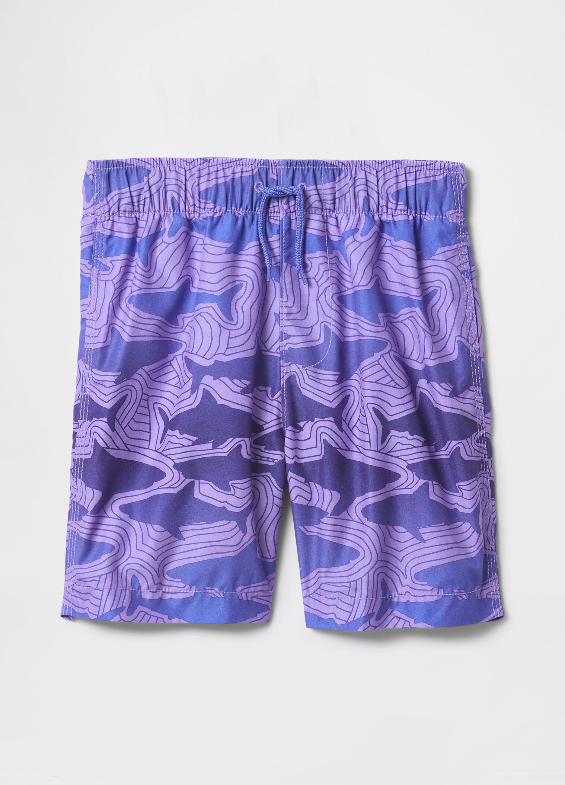 Swimming trunks with sharks print