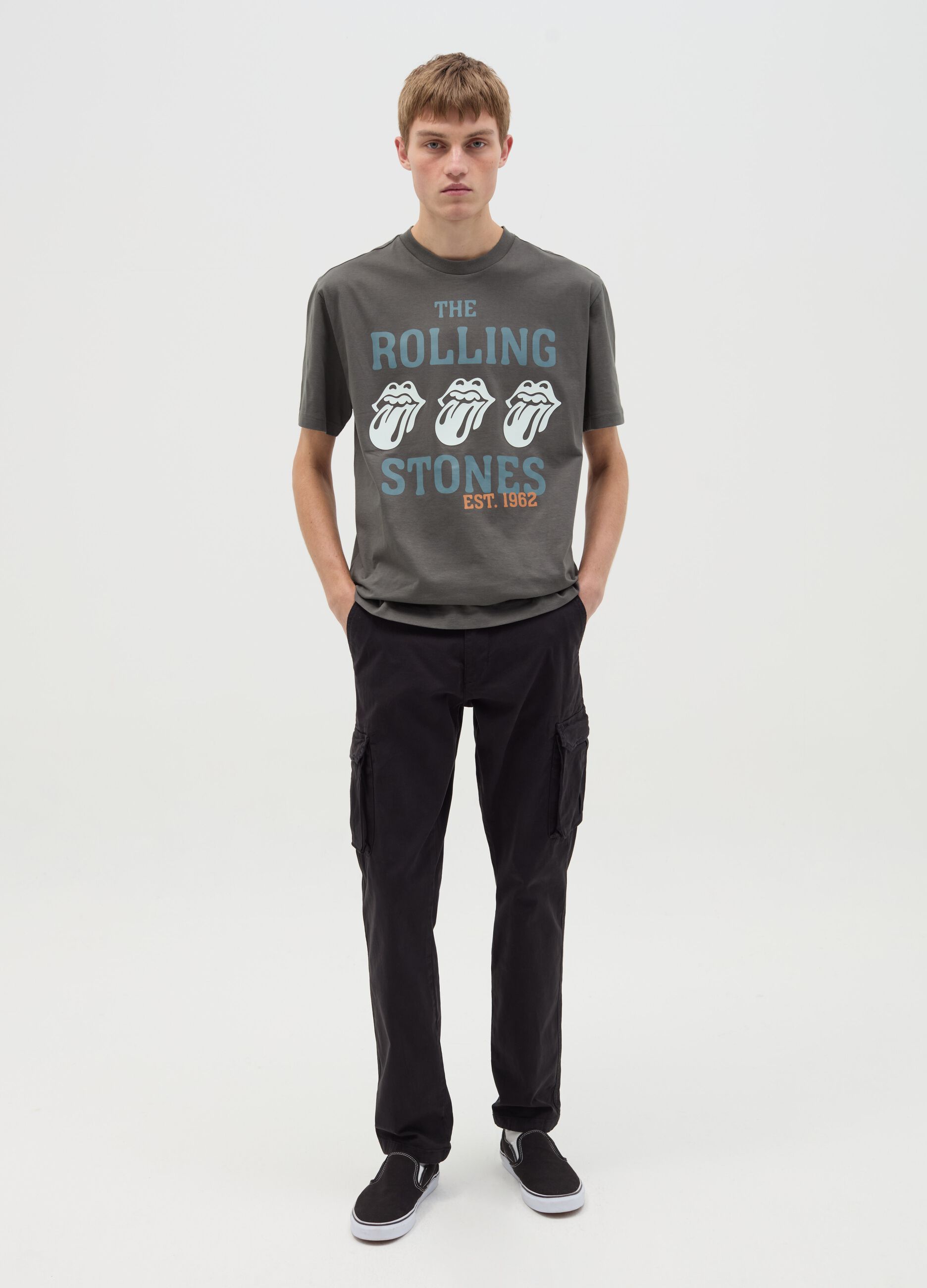 Cotton T-shirt with The Rolling Stones print