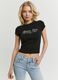Black stretch cotton short-sleeve slogan T-shirt_2