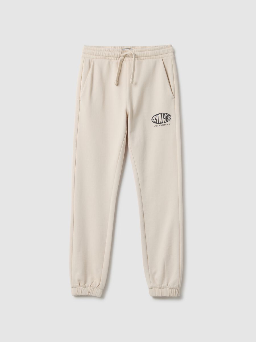 Boys' beige jogger trousers in pure cotton regular fit_3