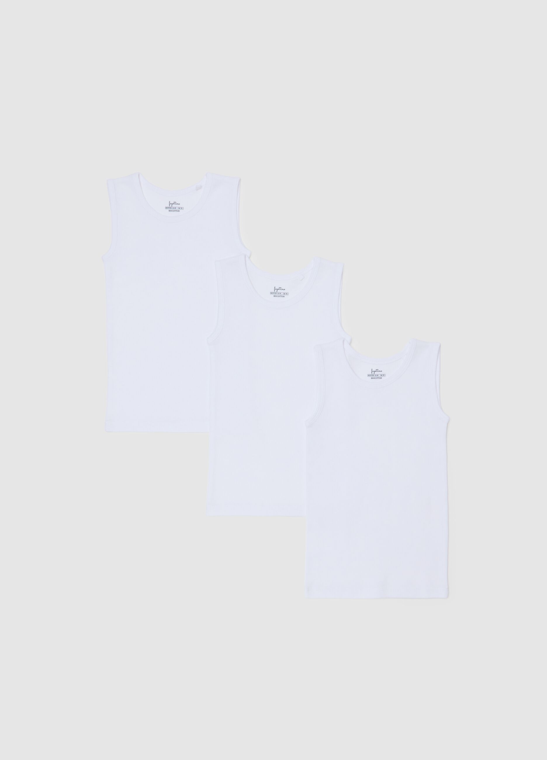 Tripack di canottiere da neonato in puro cotone bianche regular fit