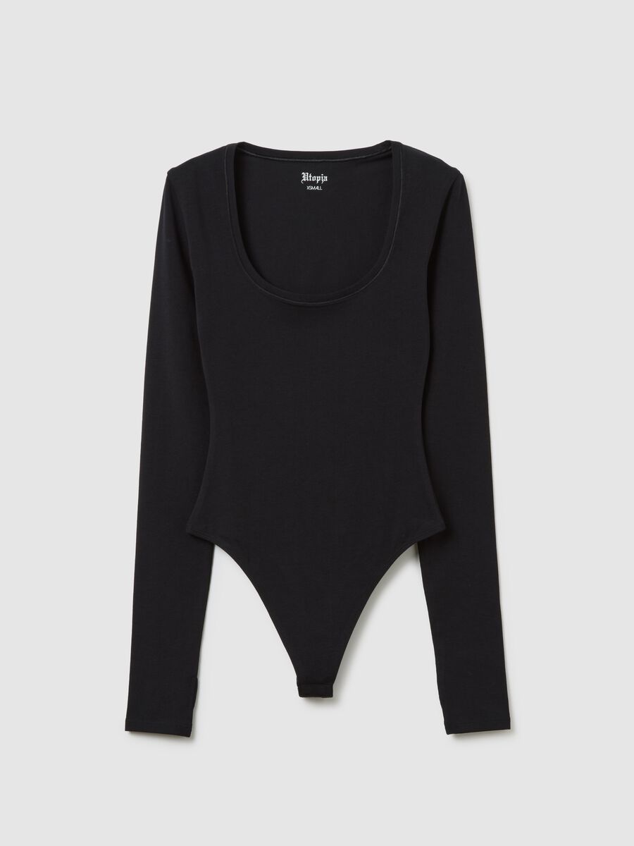 Scoop-Neck Bodysuit Black_5