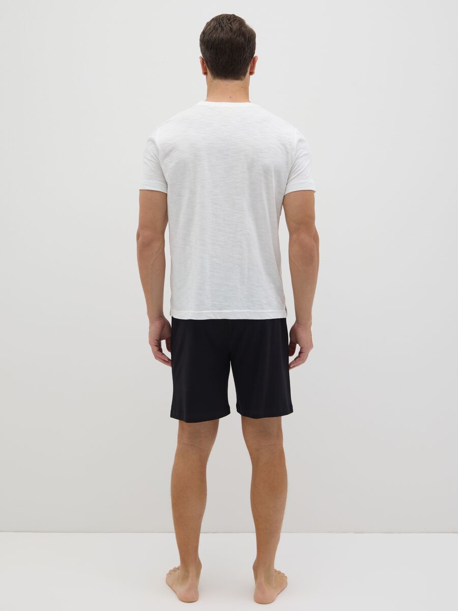 Short pyjamas in white and black slub jersey_3