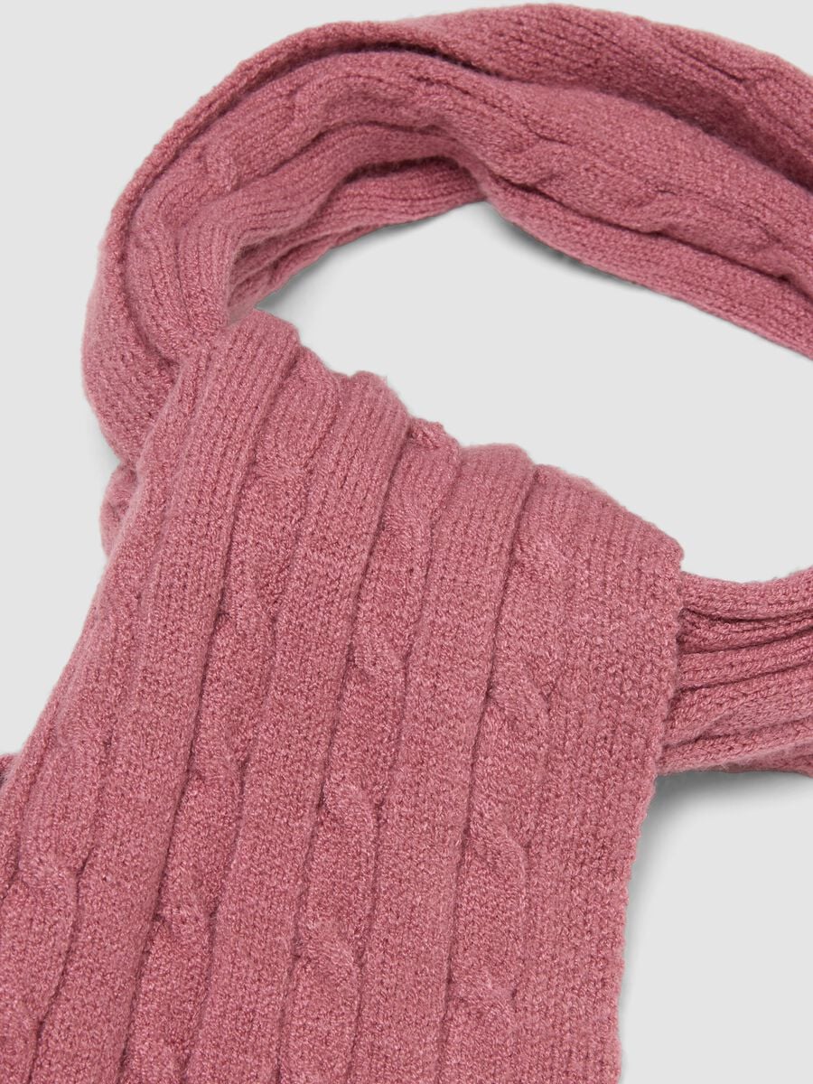 Sciarpa rosa in misto viscosa a trecce_1