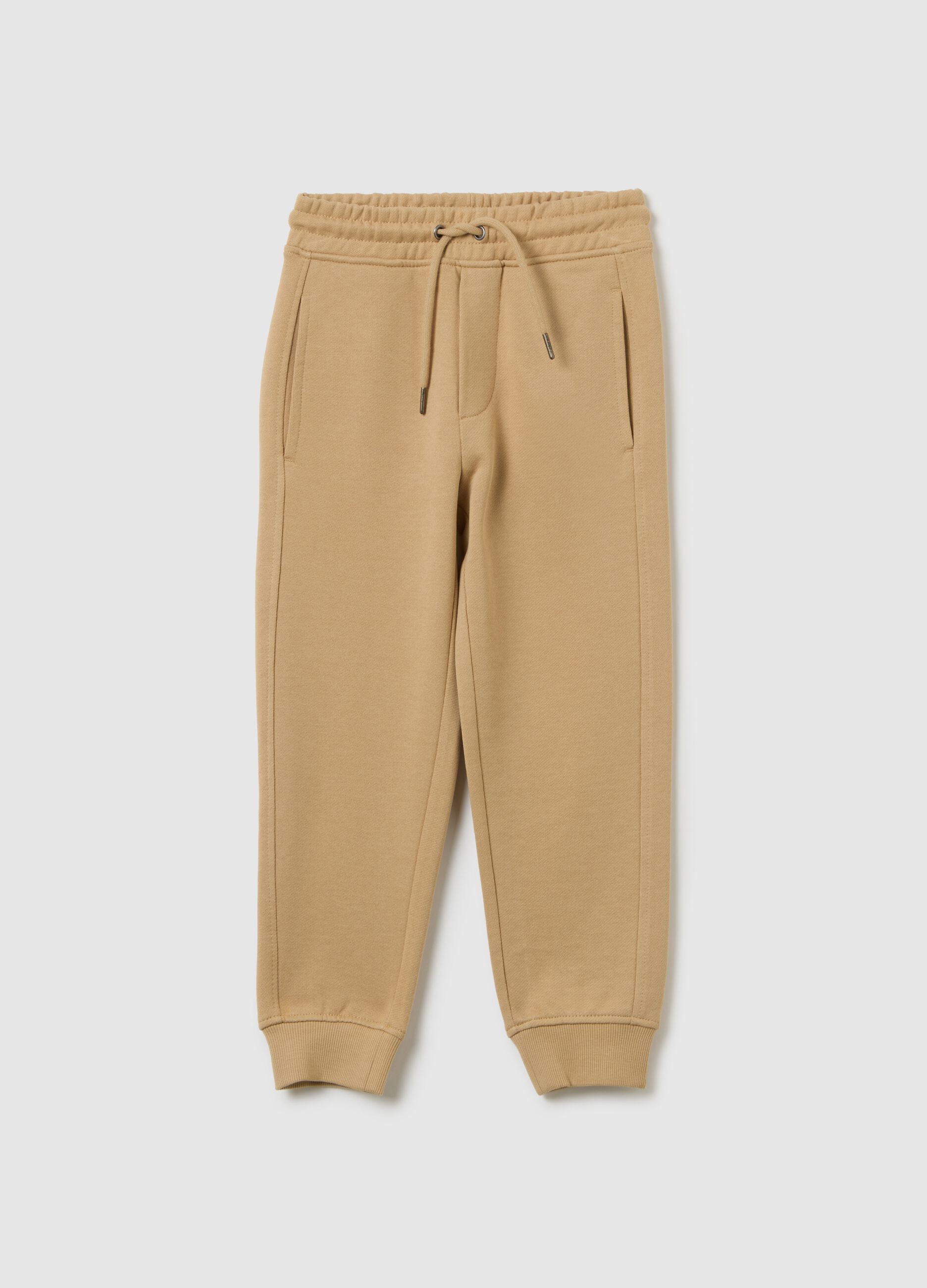Children's trousers in pure beige cotton regular fit