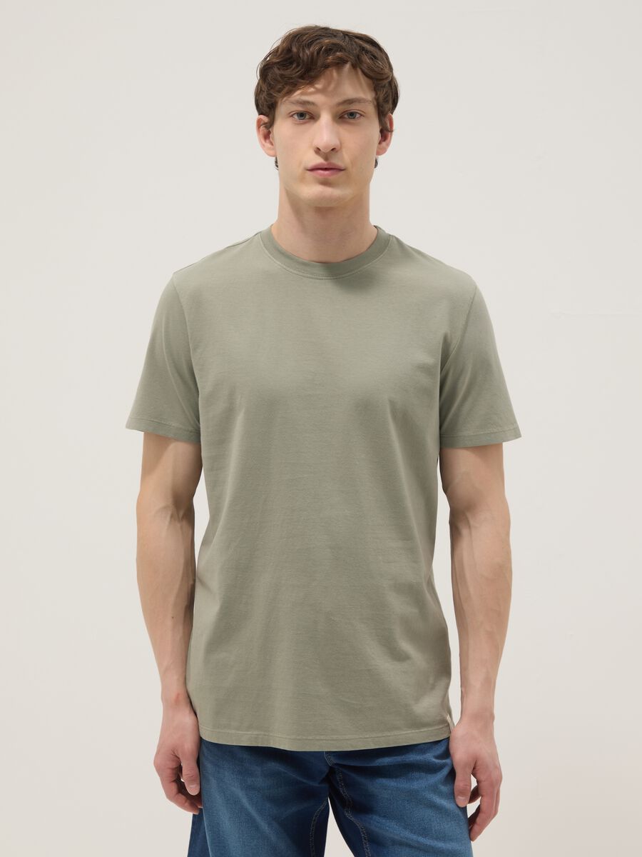T-shirt verde in puro cotone a maniche corte regular fit_0