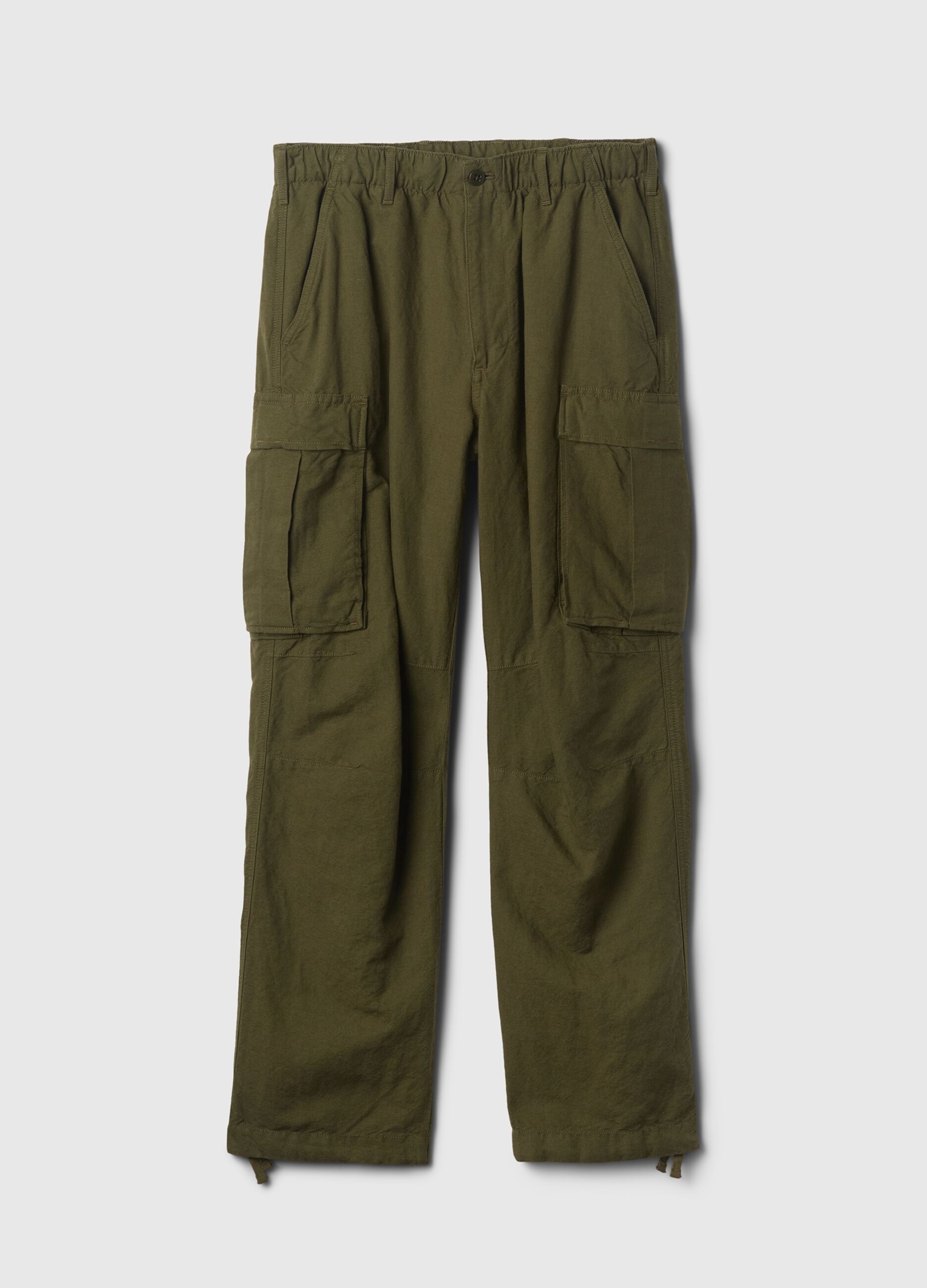 Cargo parachute trousers in linen and cotton