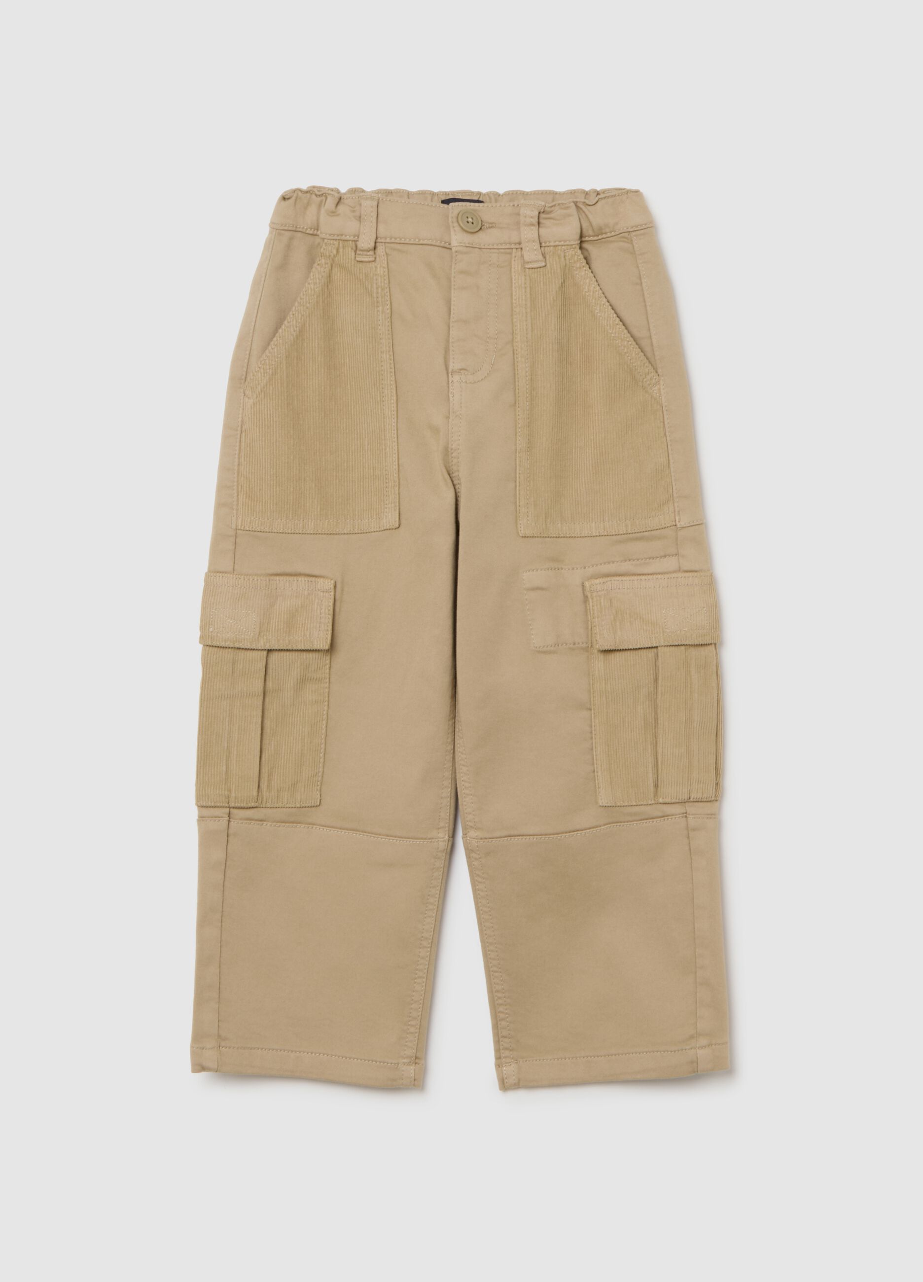 Children's beige cotton blend baggy trousers