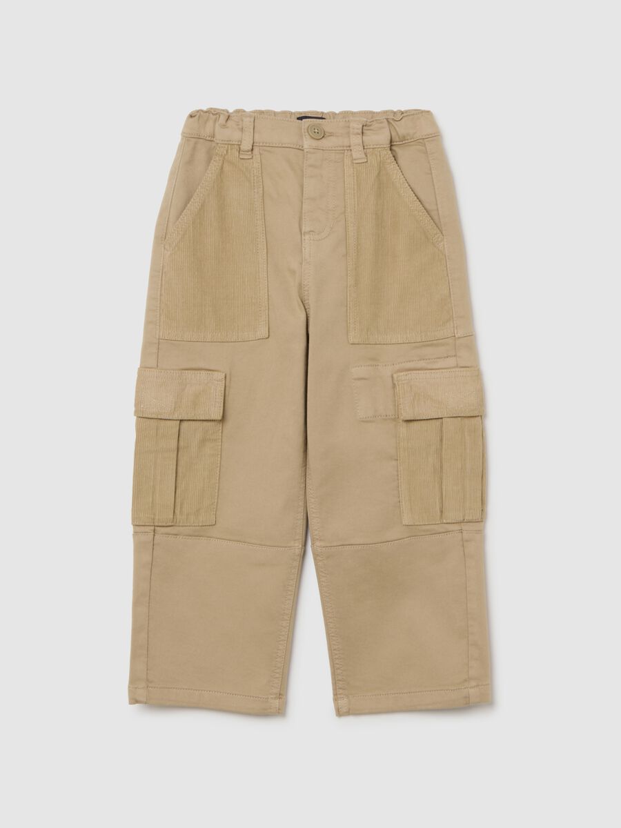 Children's beige cotton blend baggy trousers_0
