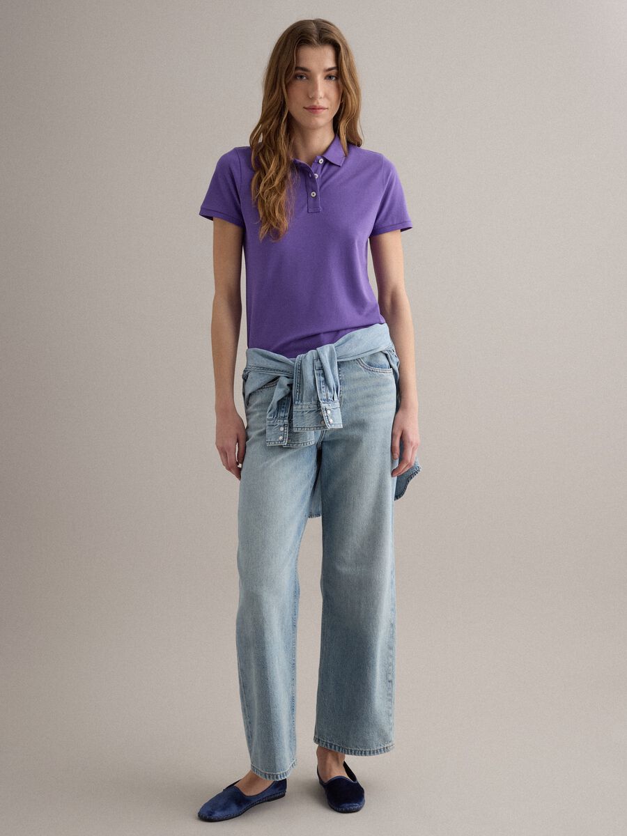 Purple short-sleeve pure cotton polo shirt, regular fit_2