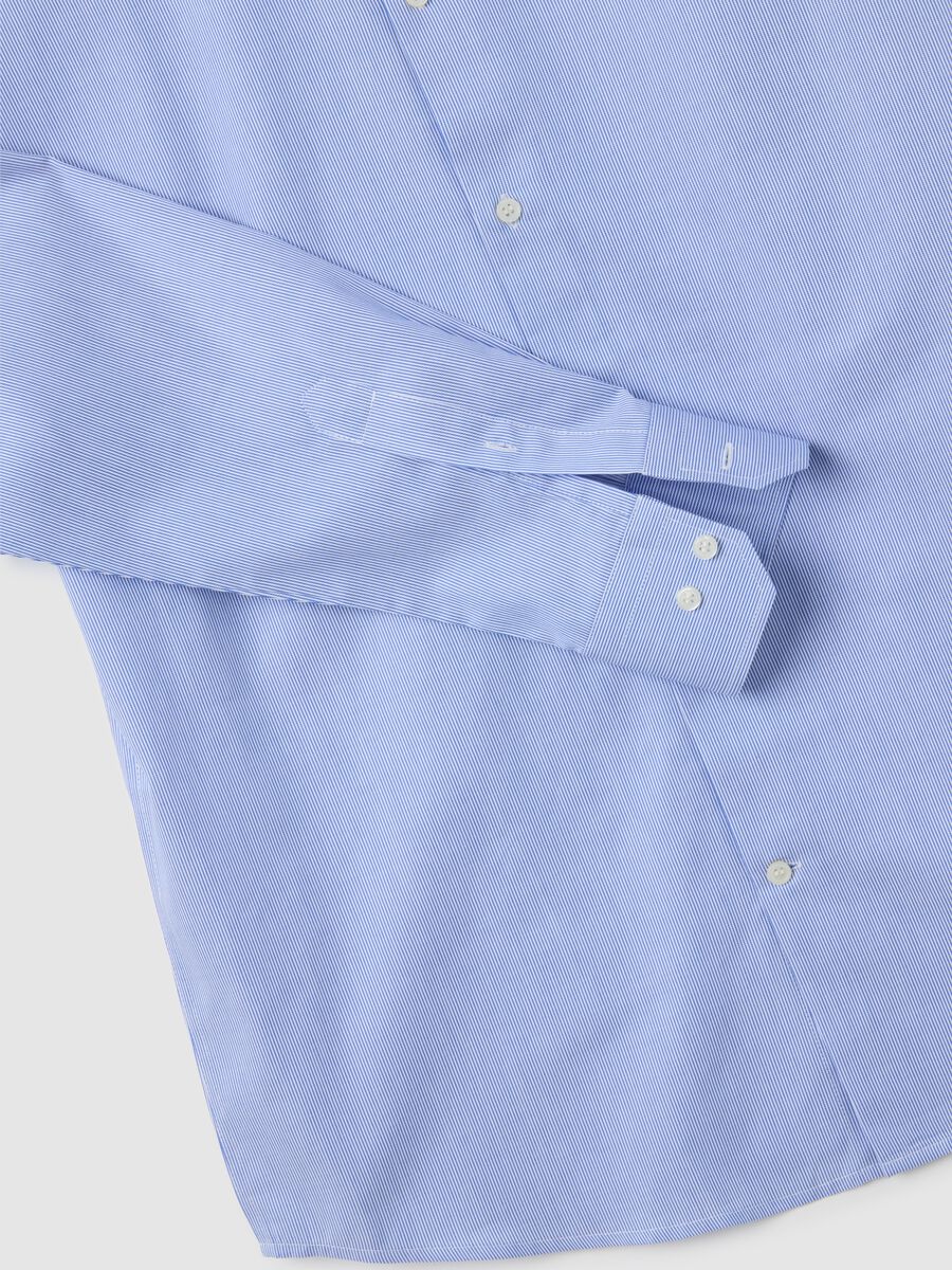 Men's pure cotton blue easy iron shirt_1
