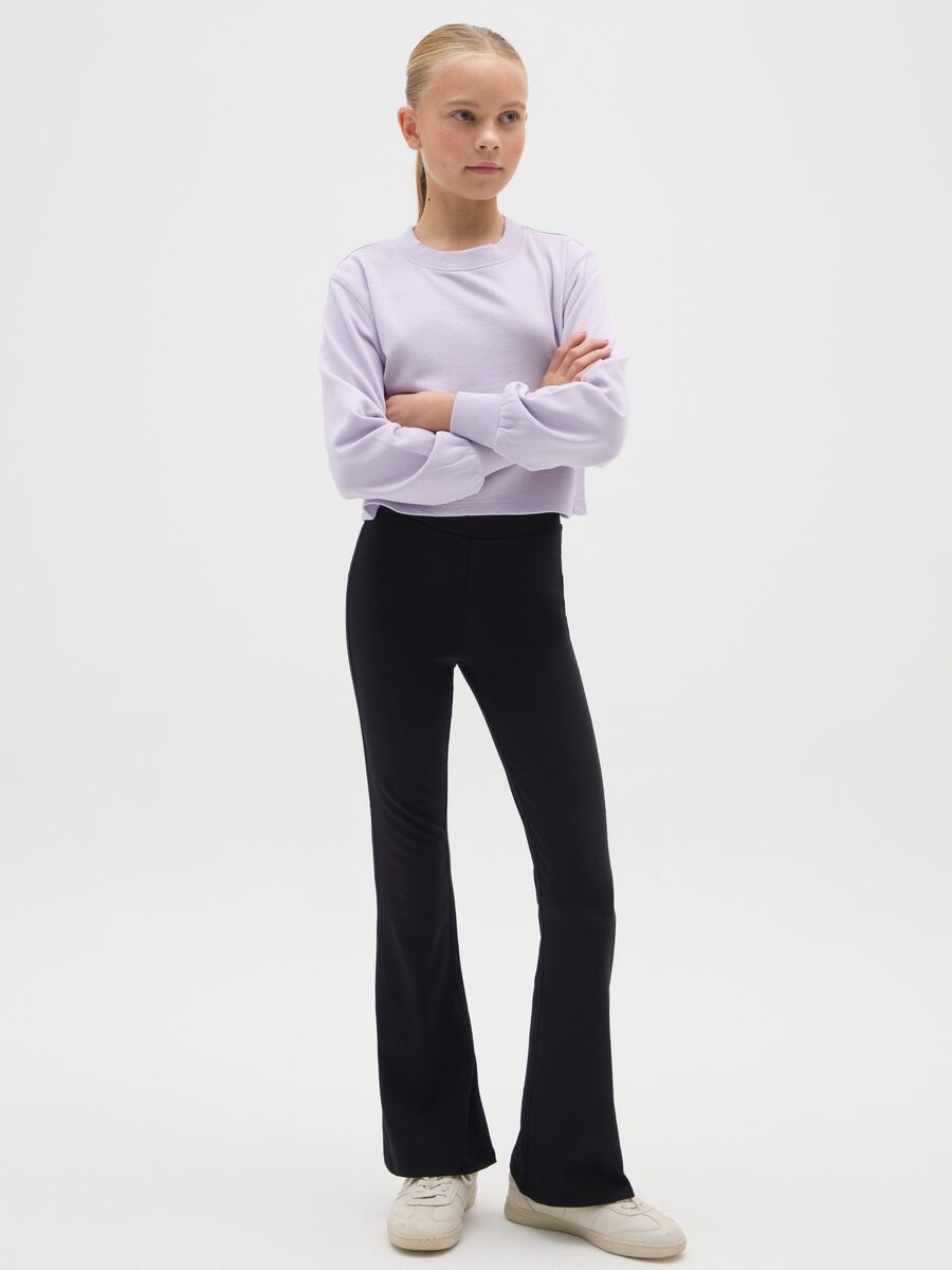 Pantaloni da ragazze in cotone elasticizzato neri regular fit_1