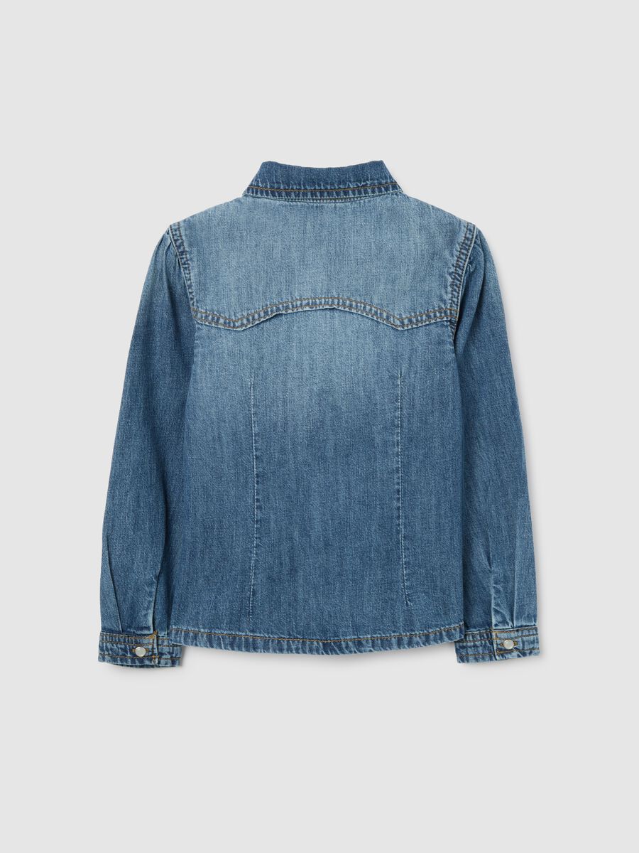 Girls' blue denim regular fit shirt_1