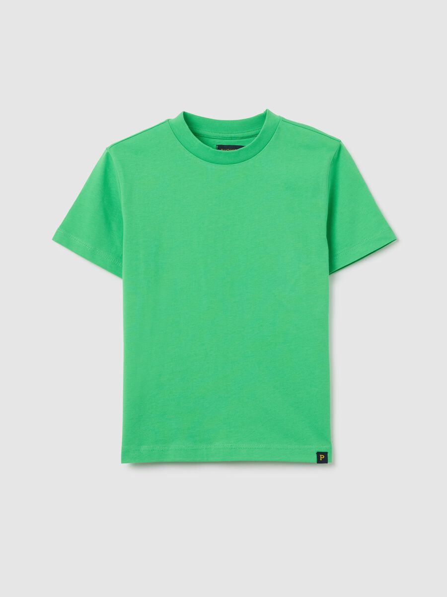 Green cotton T-shirt with round neck_3