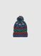 Multicolour knit jersey hat with pom pom_0