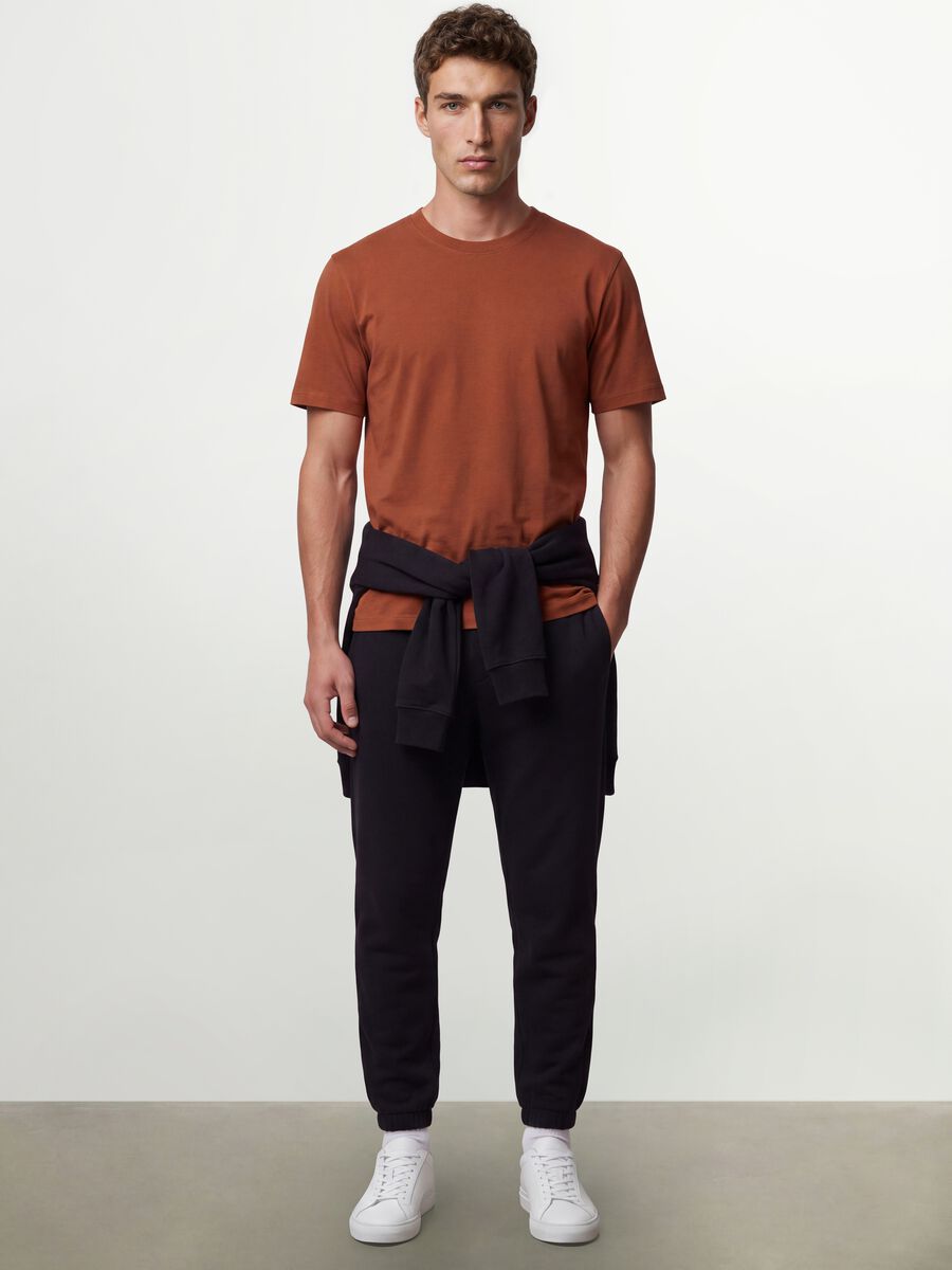 Brown regular-fit T-shirt in pure organic cotton jersey_1