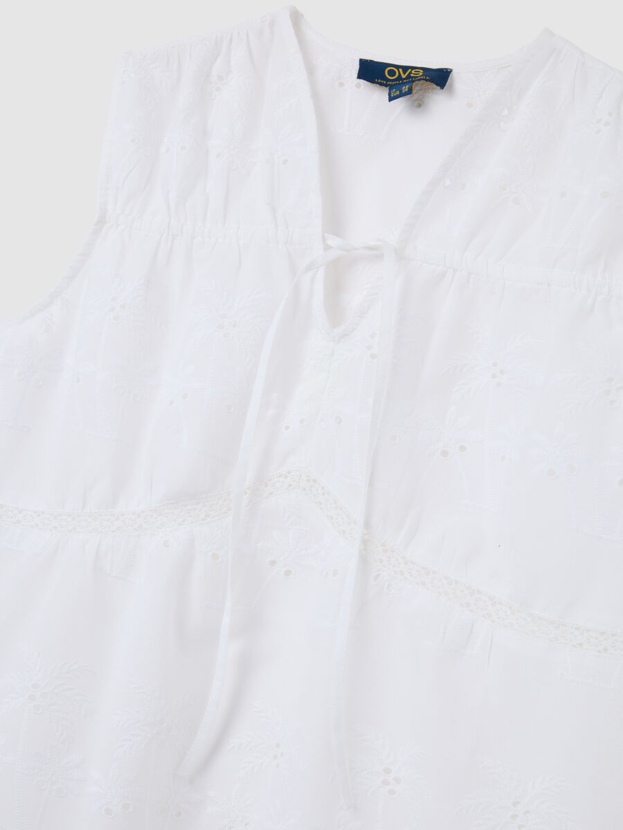 Blusa da donna in puro cotone bianca regular fit_1