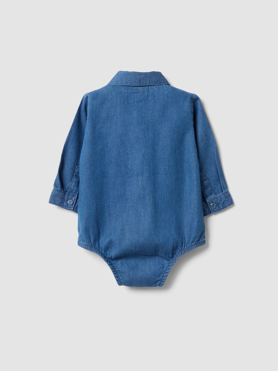 Body blu in puro cotone con girocollo_1