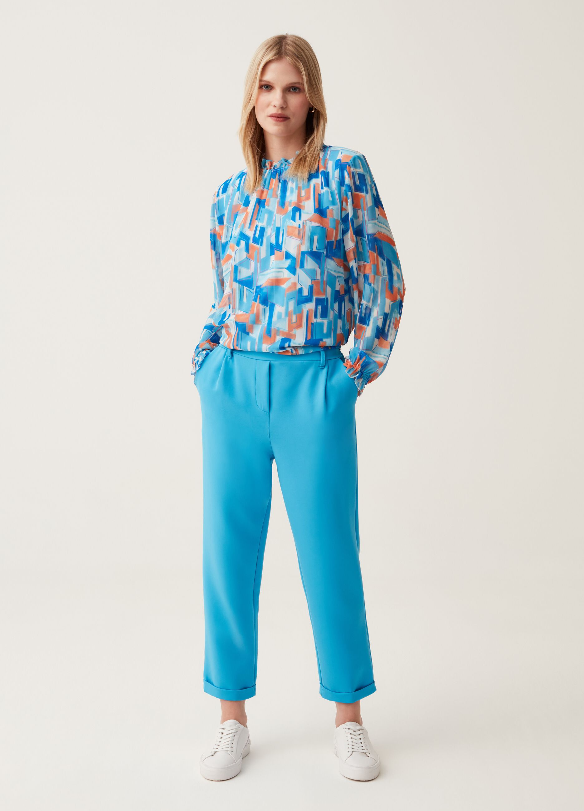 Pantaloni a sigaretta con risvolti Hybrid_0