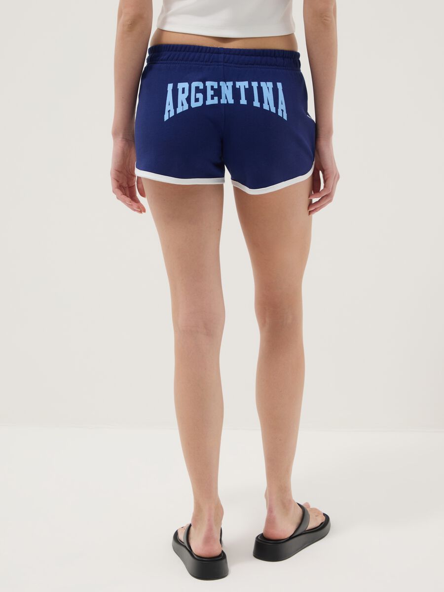 Shorts blu in puro cotone con vita elasticizzata regular fit_2