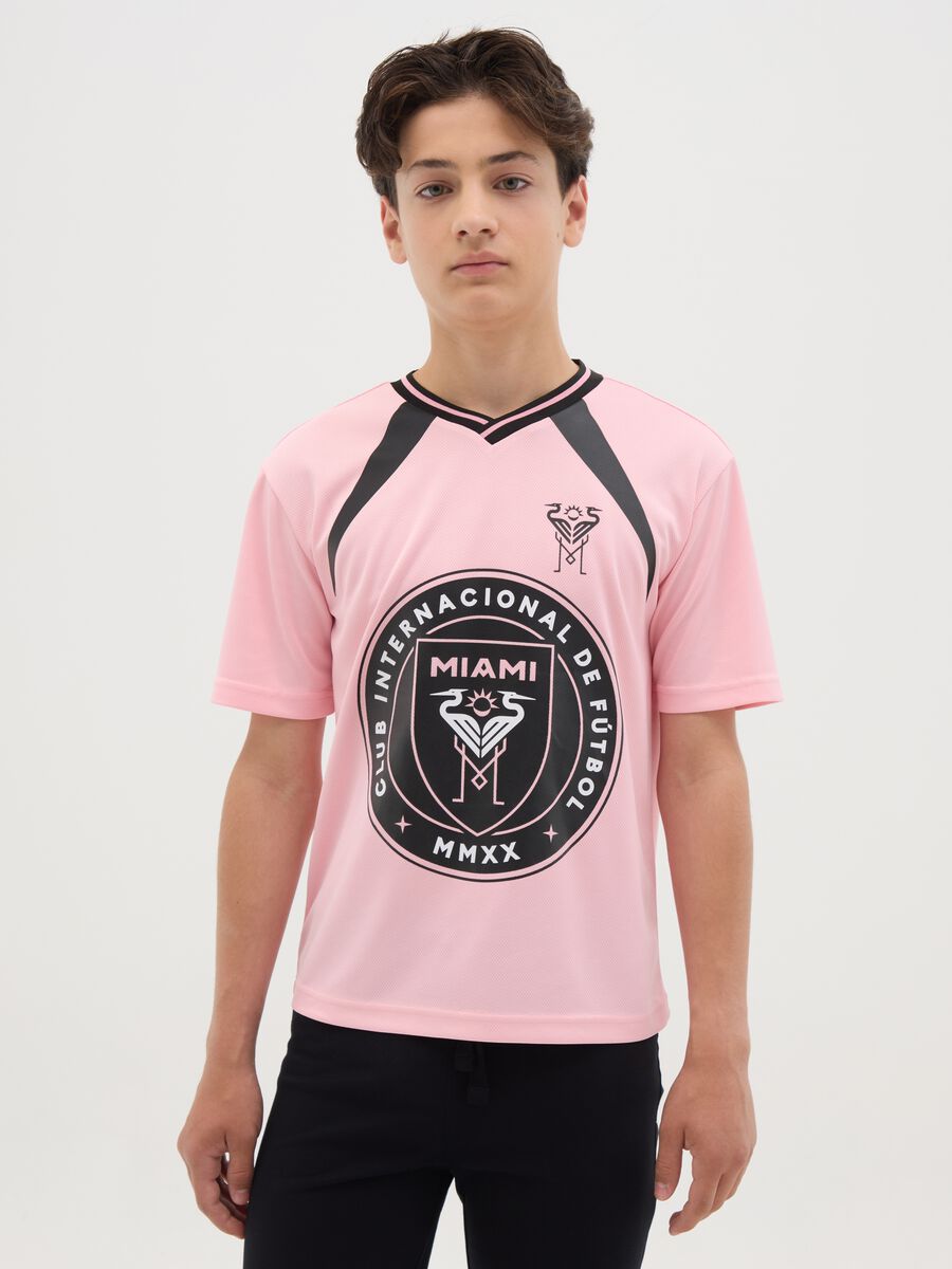 Boys' Pink Regular Fit Sports Shirt with Miami Logo_0
