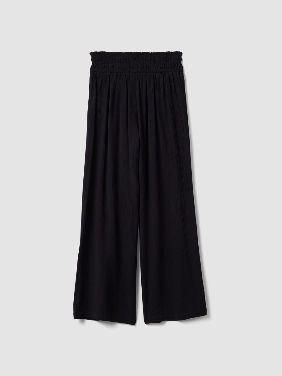 Pantaloni neri in pura viscosa da ragazza wide leg_4