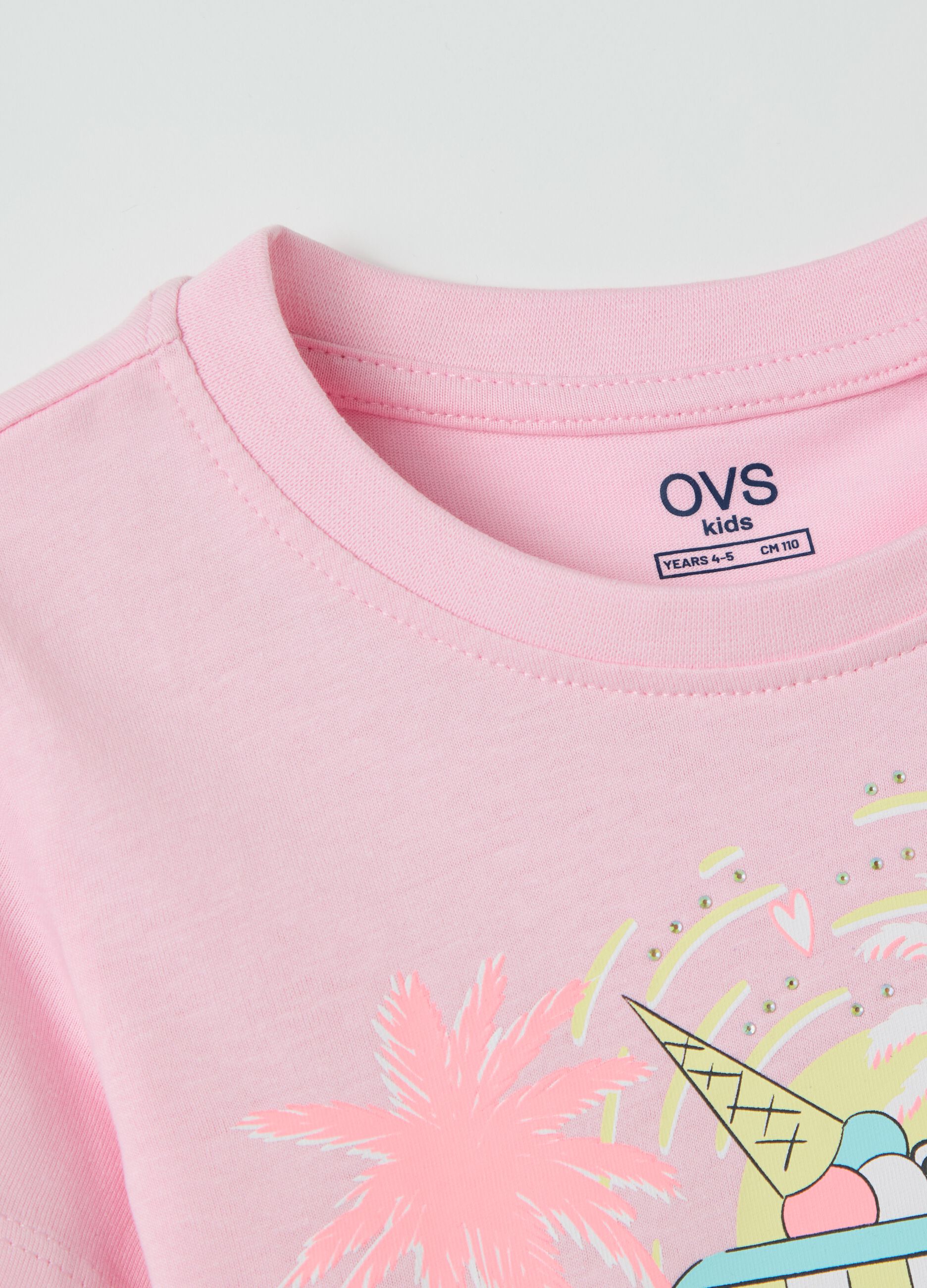 Pink T-shirt in cotton with print