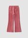Pink ribbed stretch cotton flared trousers_1