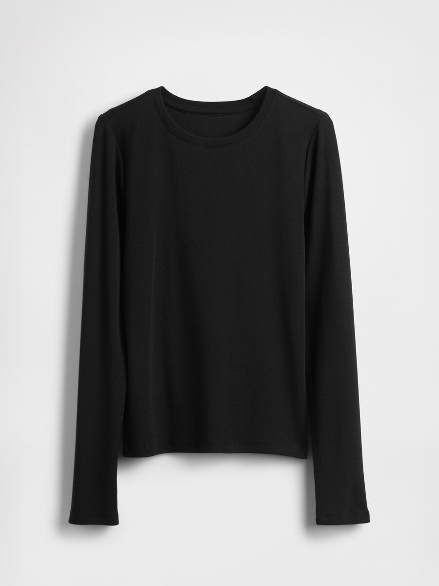 Maglia nera elasticizzata a maniche lunghe_3