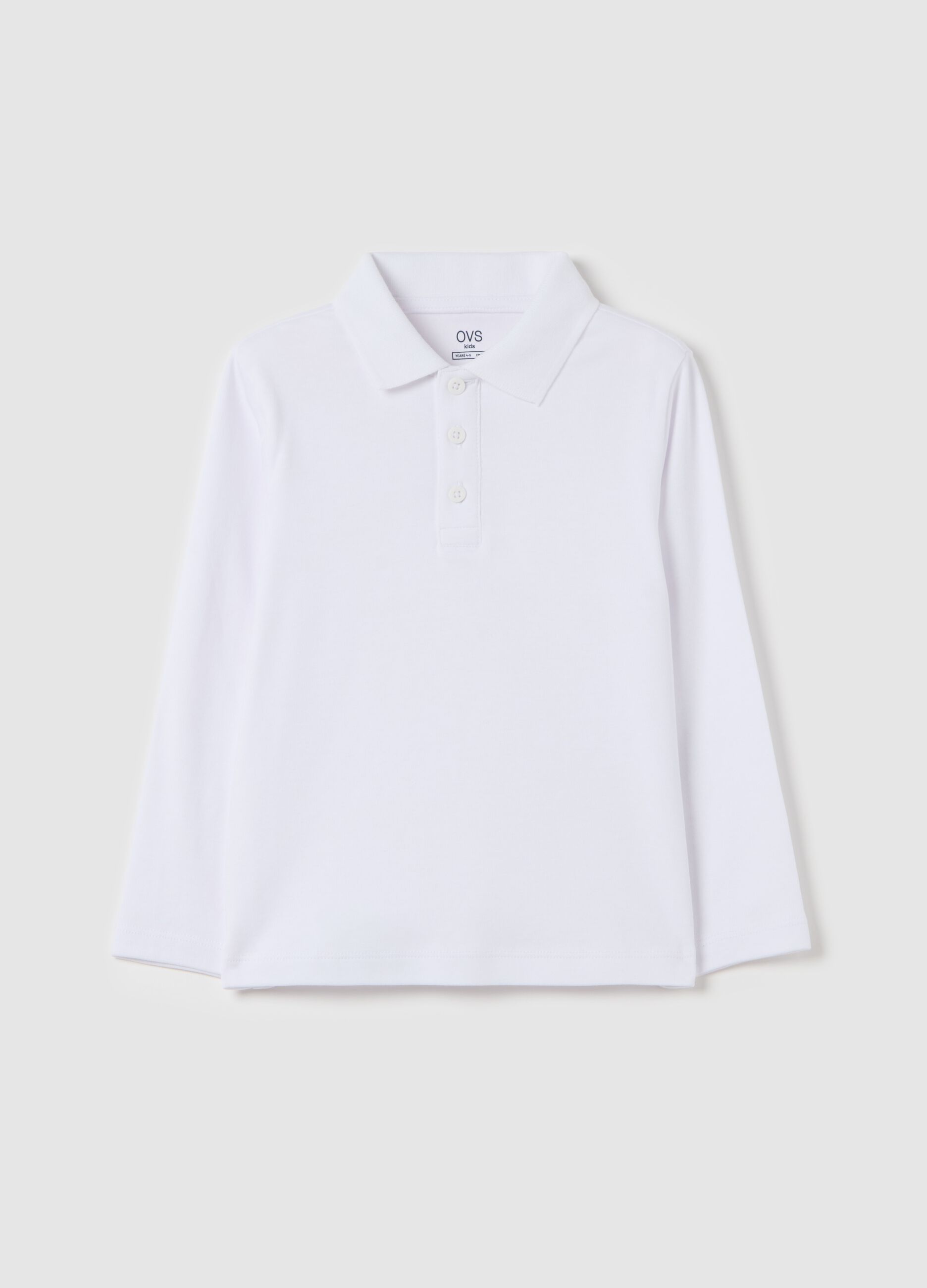 Long-sleeved cotton polo shirt