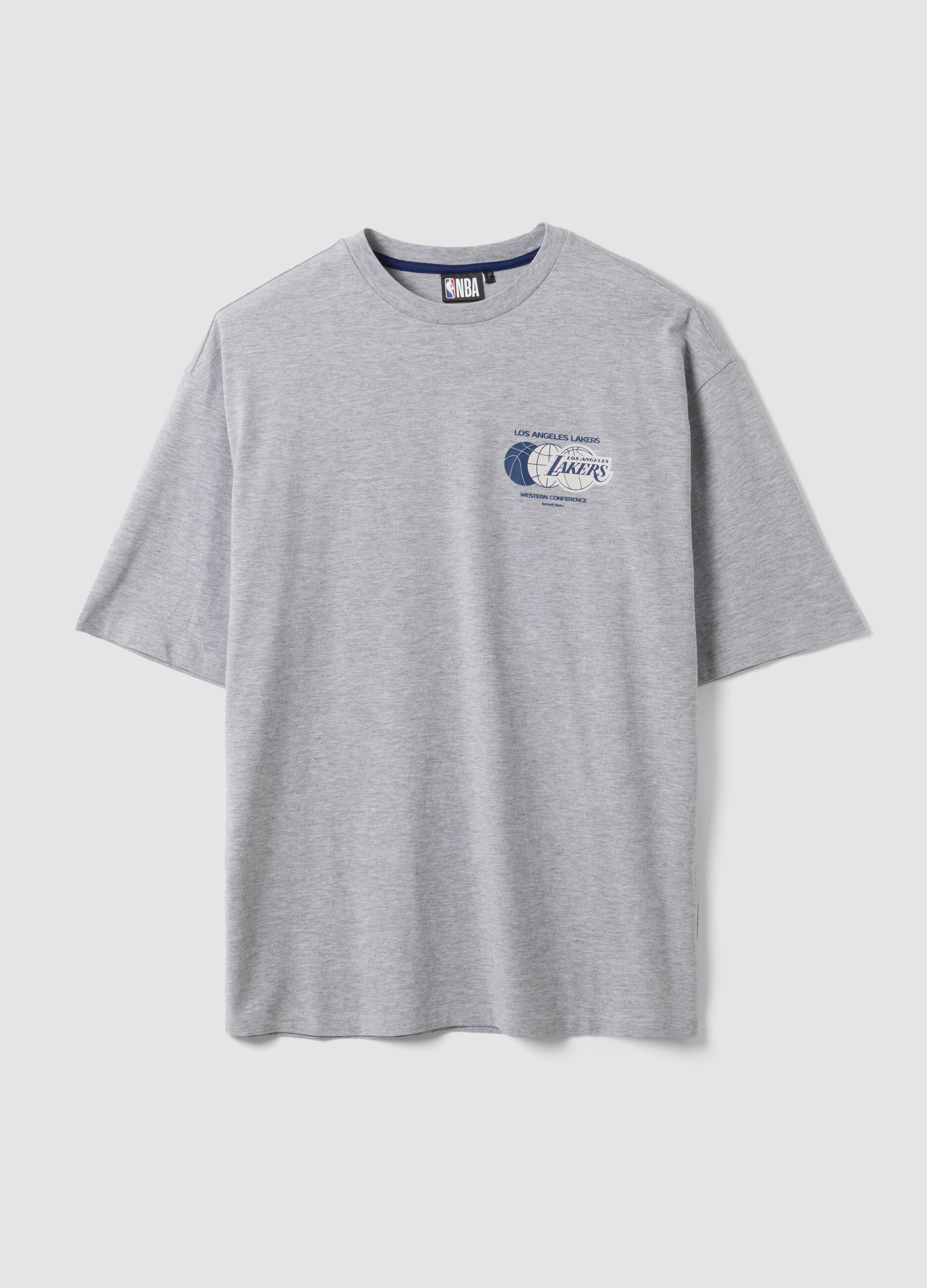 Grey pure cotton T-shirt with Lakers print