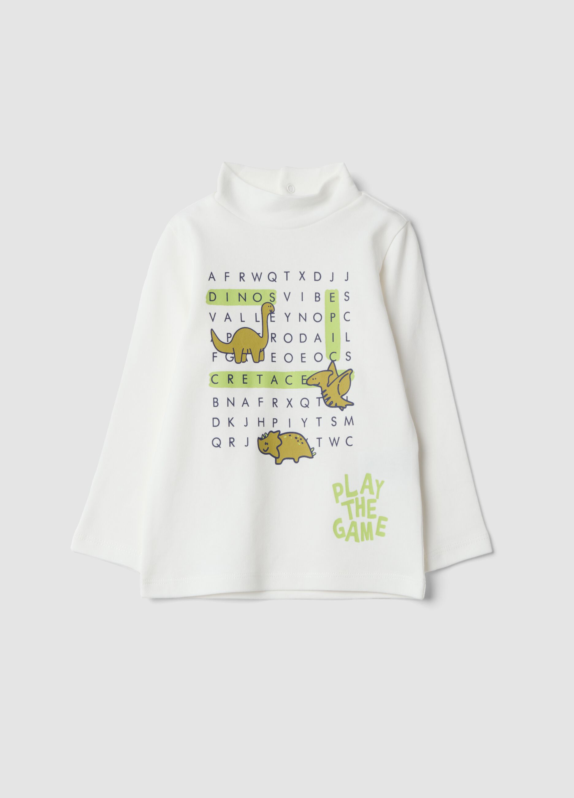 White pure organic cotton T-shirt with high neck