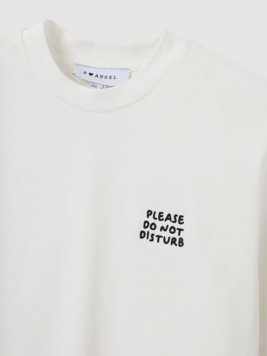 White relaxed-fit pure cotton T-shirt with chest slogan_6