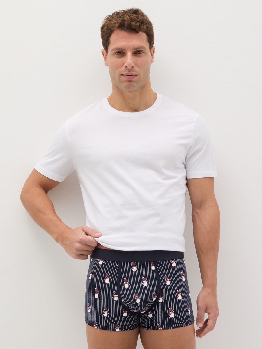 Stretch organic cotton boxer shorts with all-over print_0