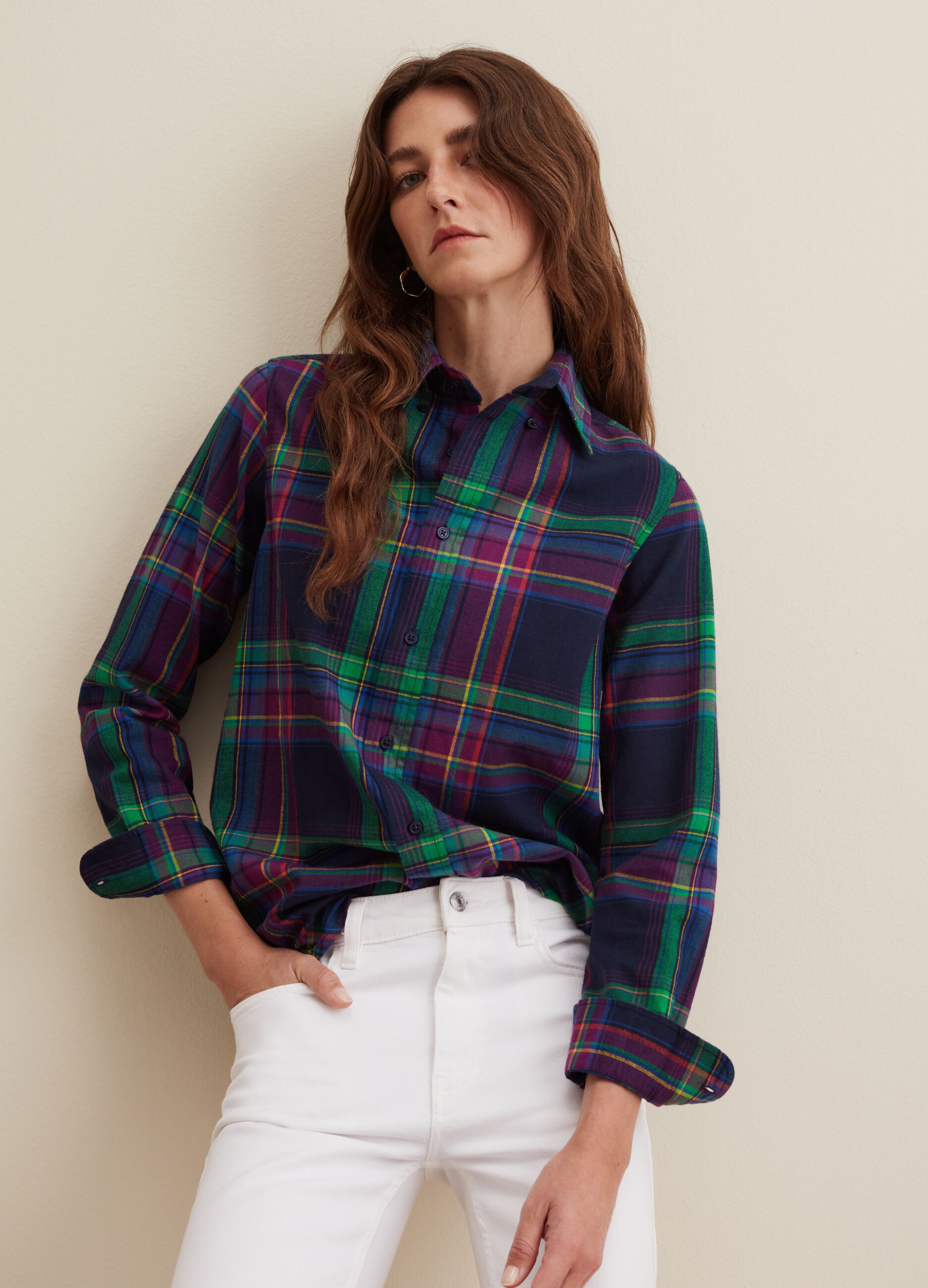 Camicia check con colletto button-down_0