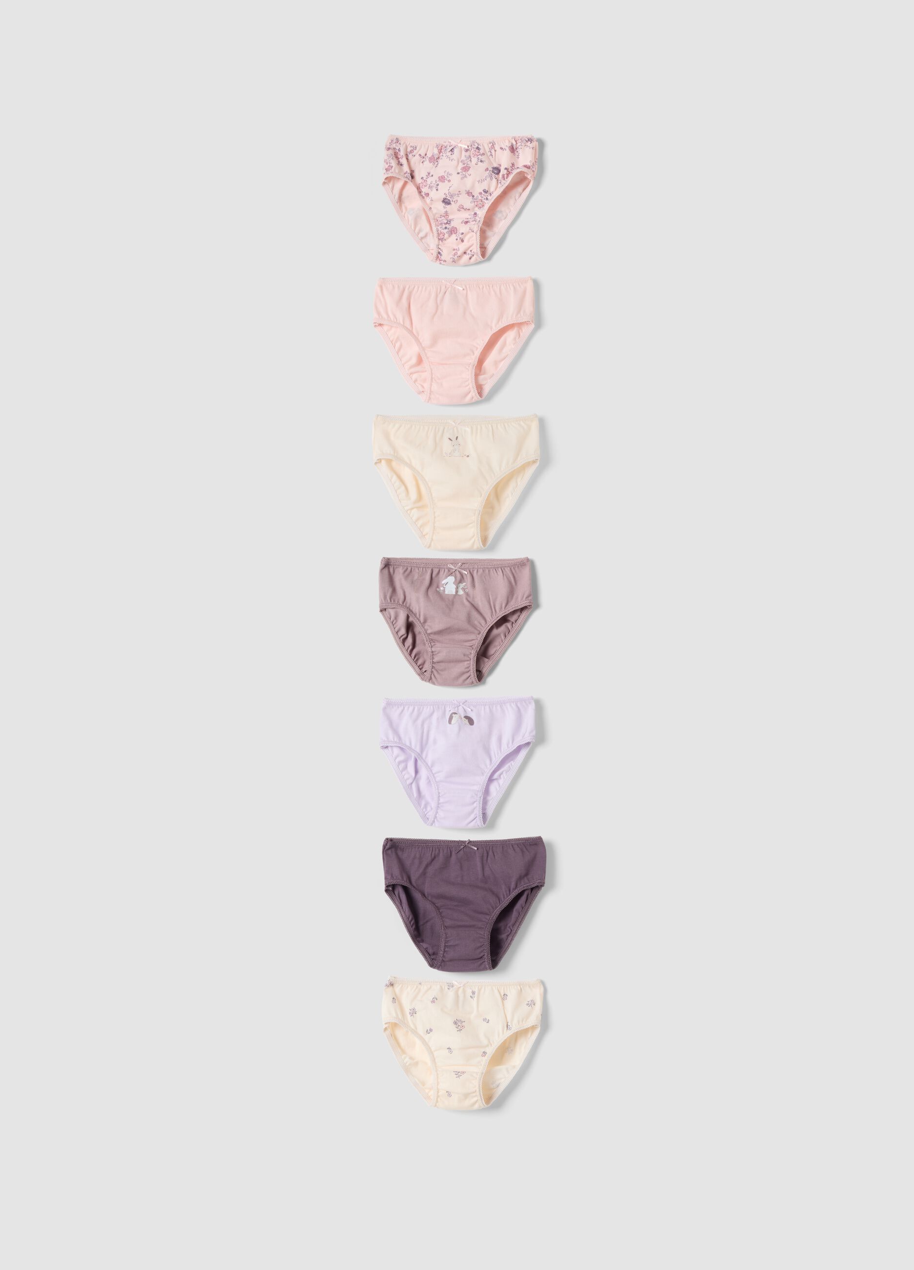 Pack of seven multicolour briefs in pure organic cotton