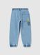 Denim joggers with drawstring and "Skate" print_1
