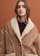 Brown oversized jacket with faux shearling lining_0