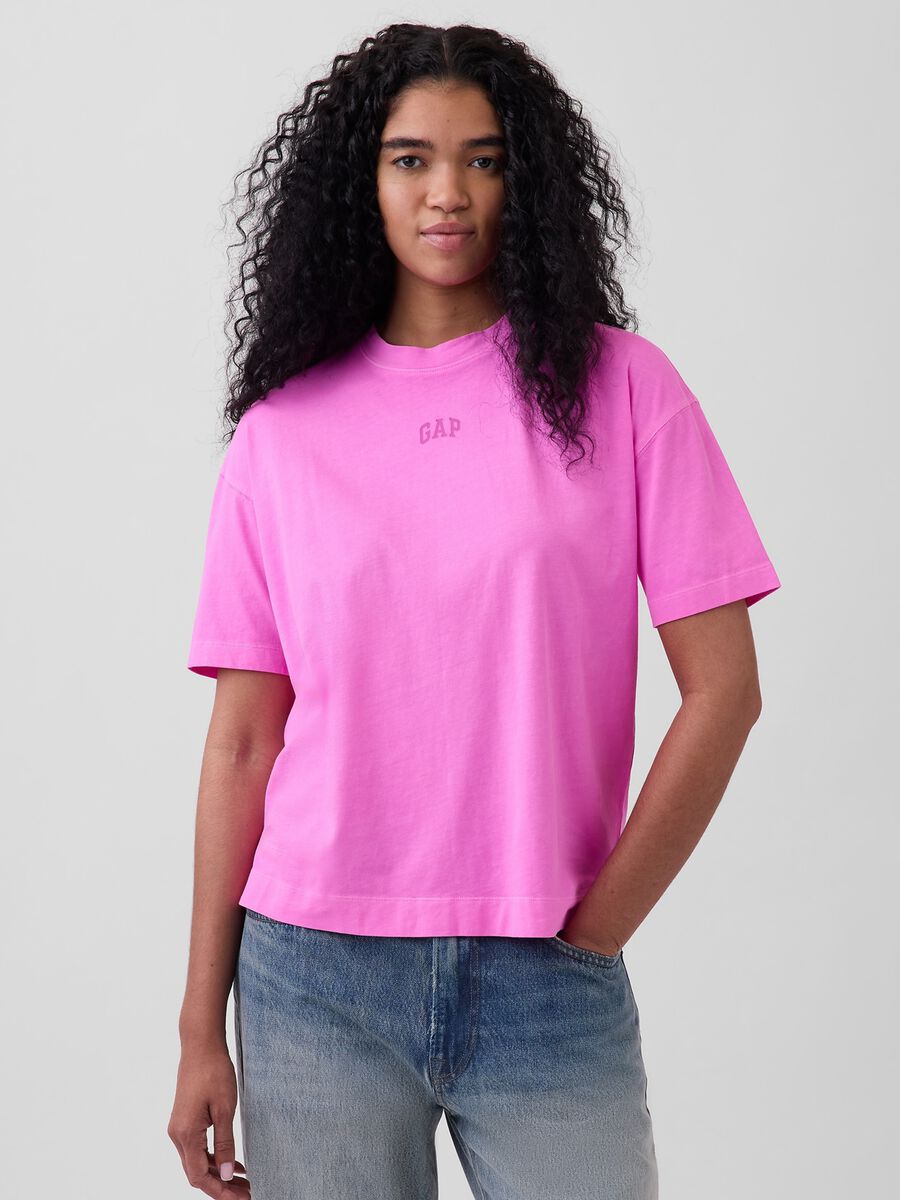T-shirt a maniche corte in puro cotone_0