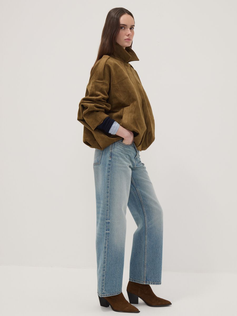 Green stretch-fabric jacket with zip, regular fit_1