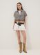 Camicia crop a quadretti multicolor in cotone elasticizzato_1