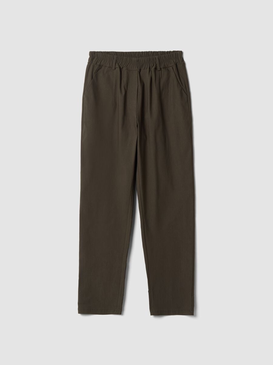 Green stretch viscose trousers, regular fit_0