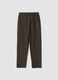 Green stretch viscose trousers, regular fit_0