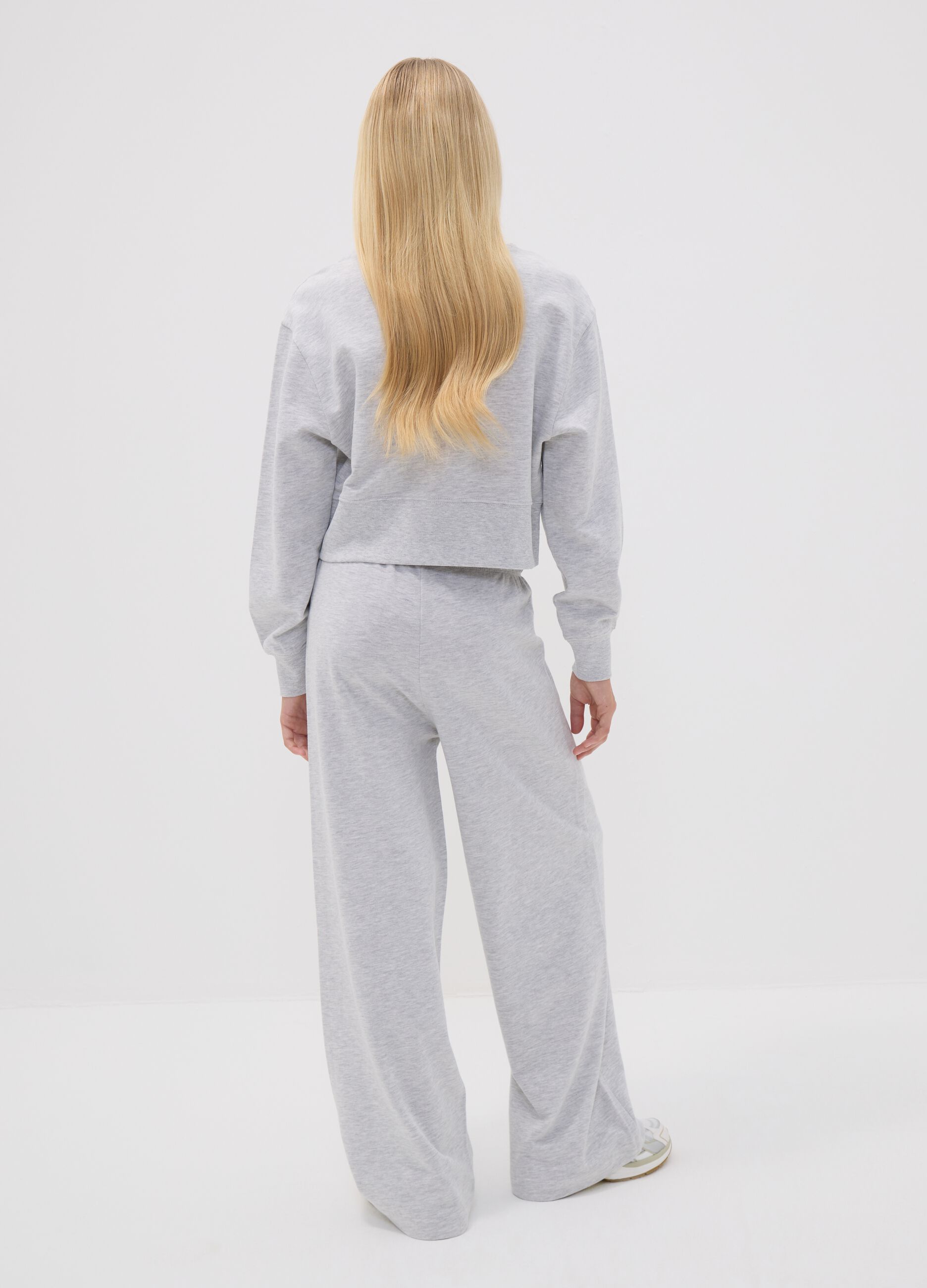 Grey cotton and viscose blend culotte-fit joggers for girls