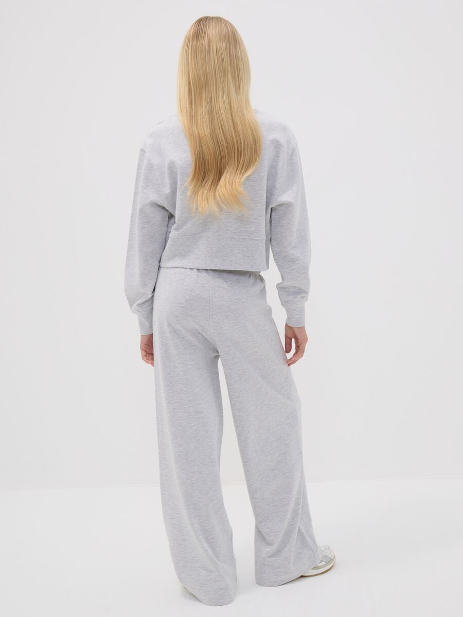 Pantaloni jogger grigi in misto cotone e viscosa culotte fit per ragazza_1
