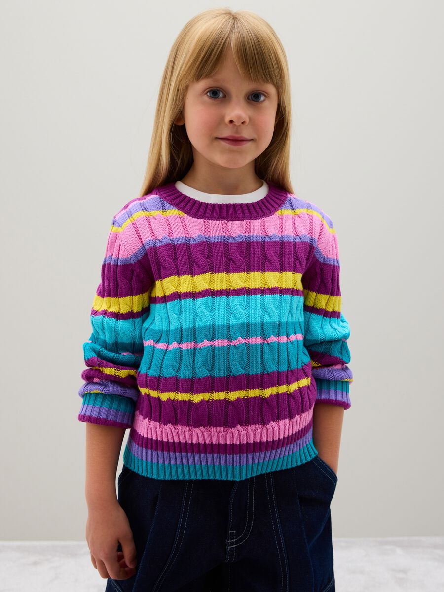 Girls' multicolour regular fit pure cotton sweater_0