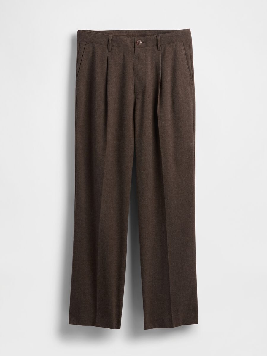 Brown Stretch Wool Blend Trousers_4
