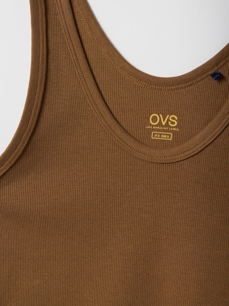 Canotta in cotone elasticizzato marrone regular fit_5