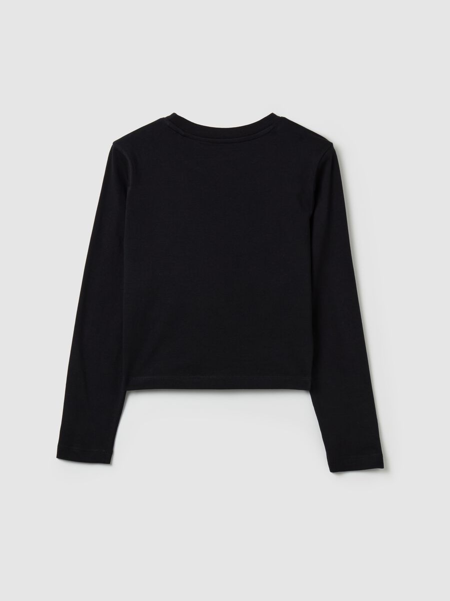 Crop T-shirt with long sleeves and print_4